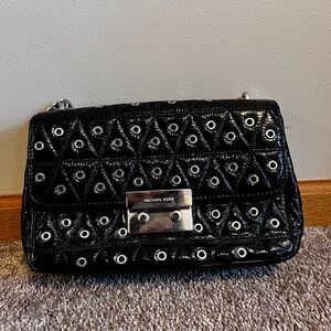 Michael Kors Black Studded Leather Sloan Shoulder Bag